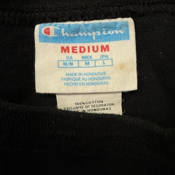 Champion T‎ Shirt Medium Black Spell Out Logo Short Sleeve Casual Menswear - Picture 2 of 6